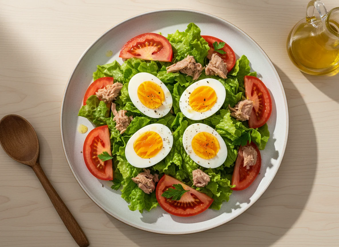 Ensalada de atún con huevo photo