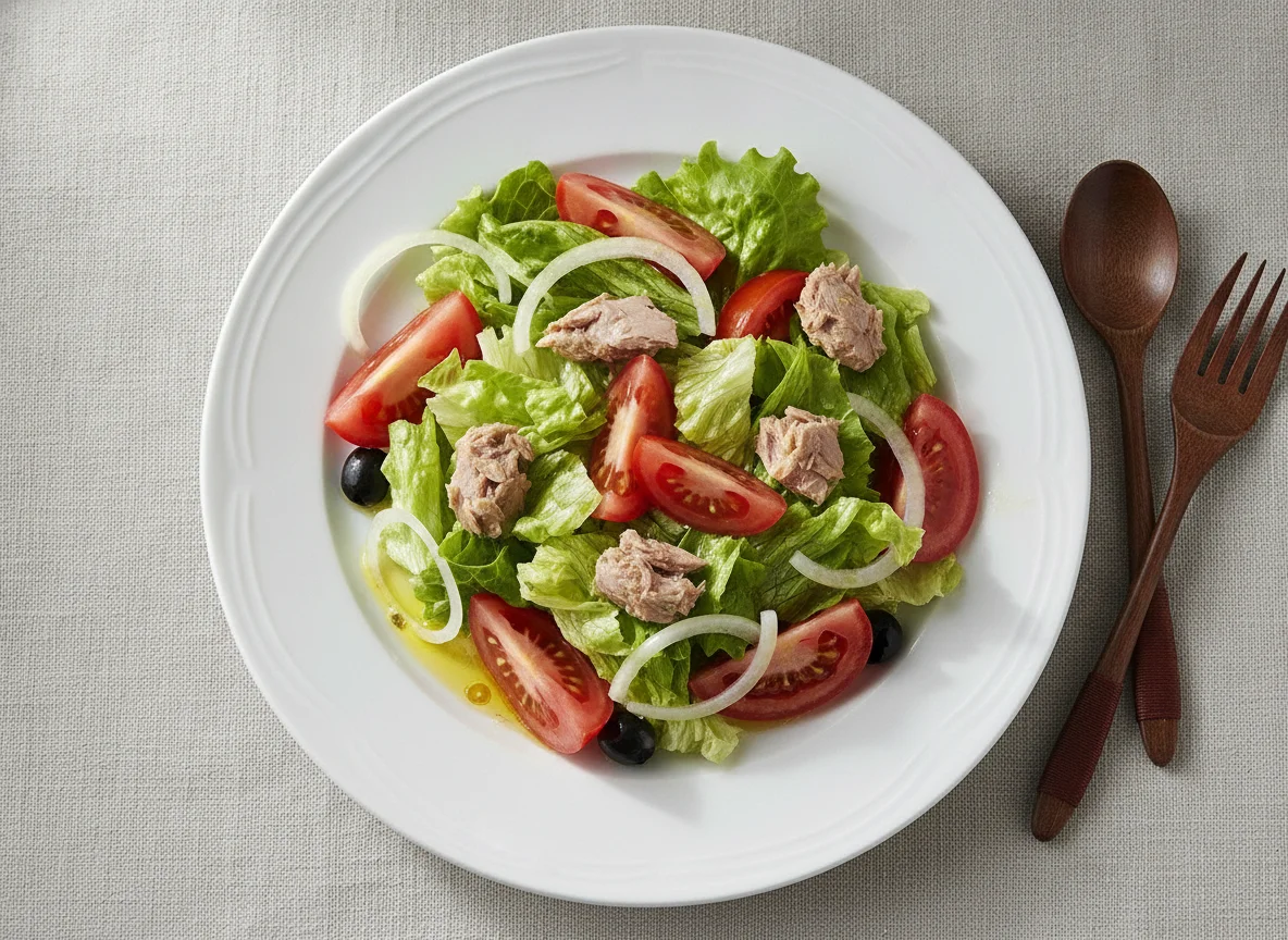 Ensalada de atún con lechuga y tomate photo