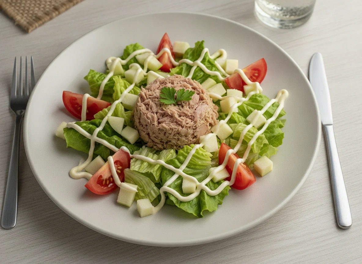 Ensalada de atún con manzana y verduras photo