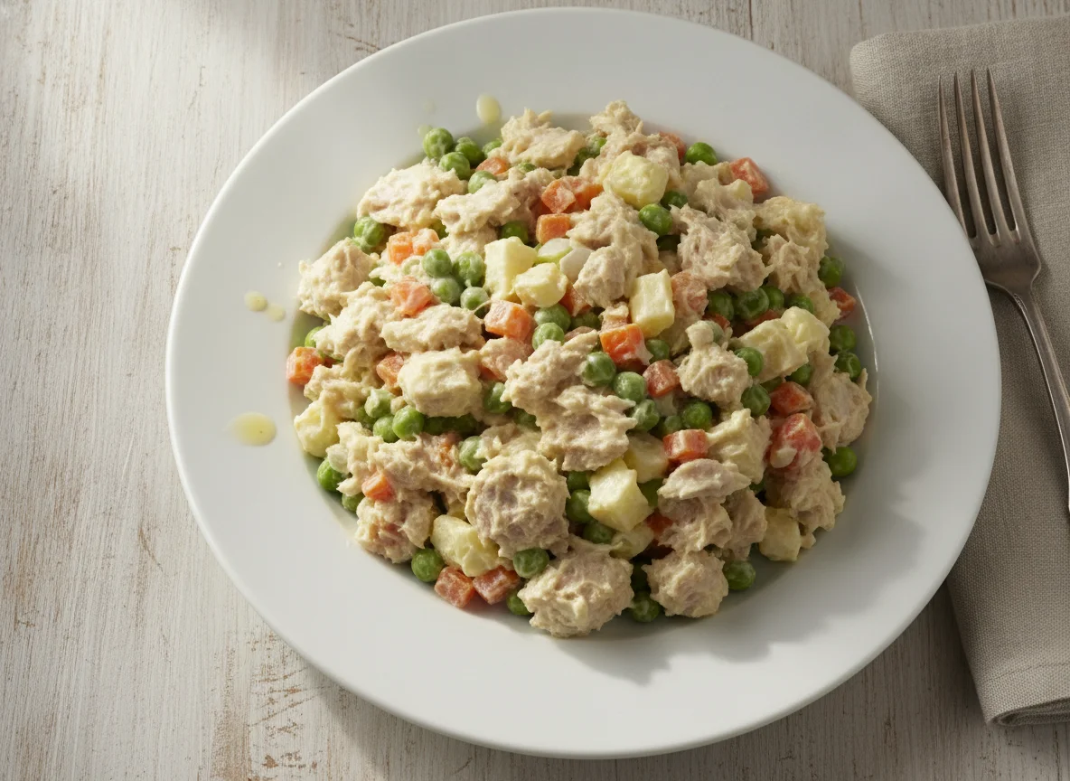 Ensalada de atún con mayonesa y verduras photo