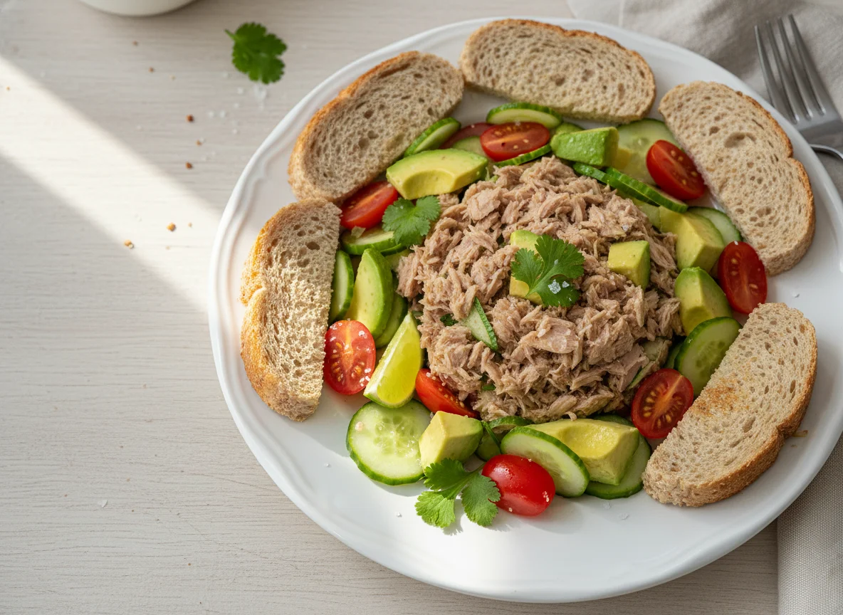 Ensalada de atún con pan integral photo
