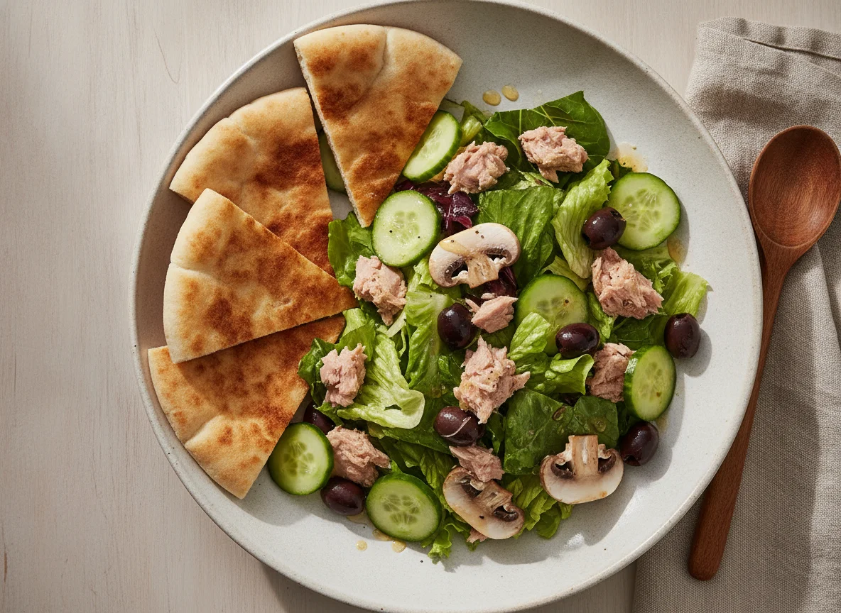 Ensalada de atún con pan pita photo