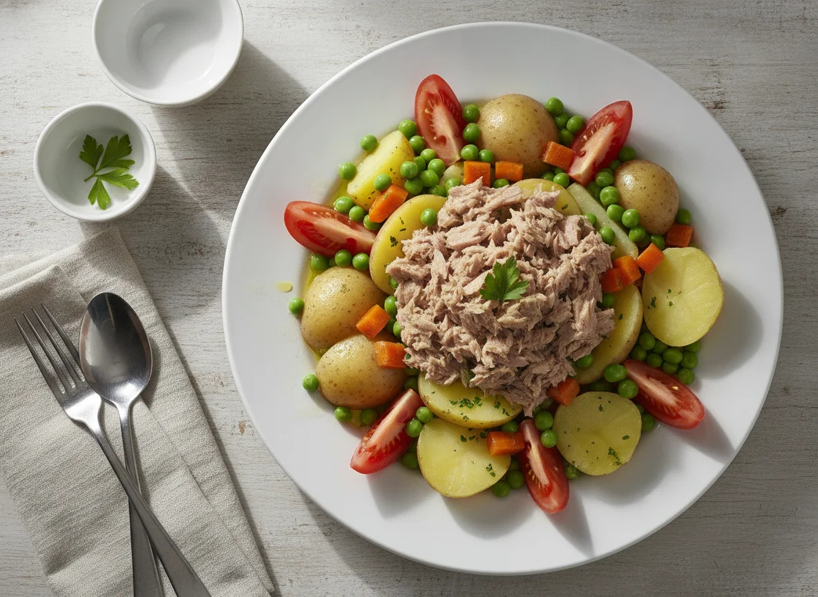 Ensalada de atún con papas cocidas photo