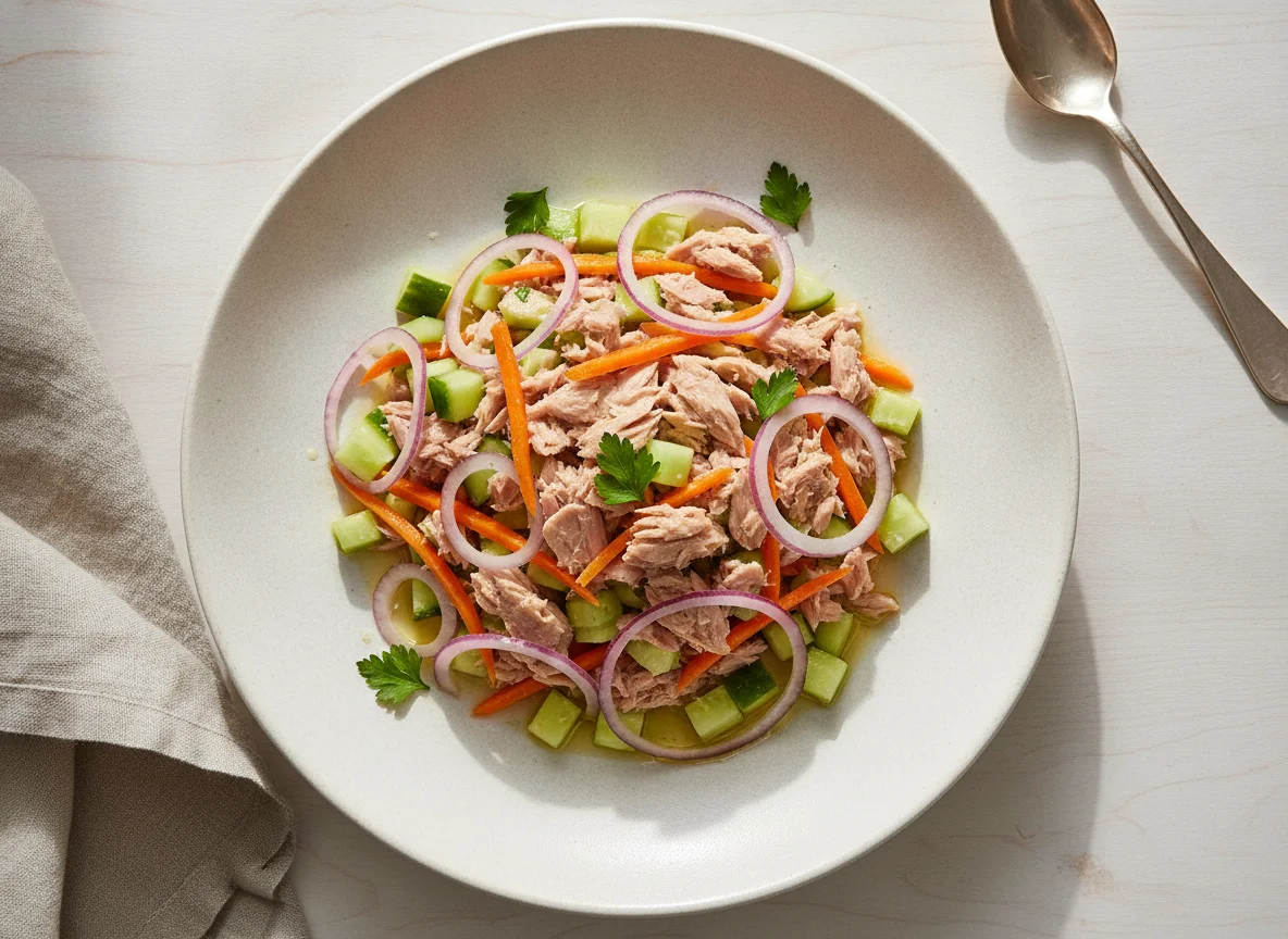 Ensalada de atún con pepino y zanahoria photo
