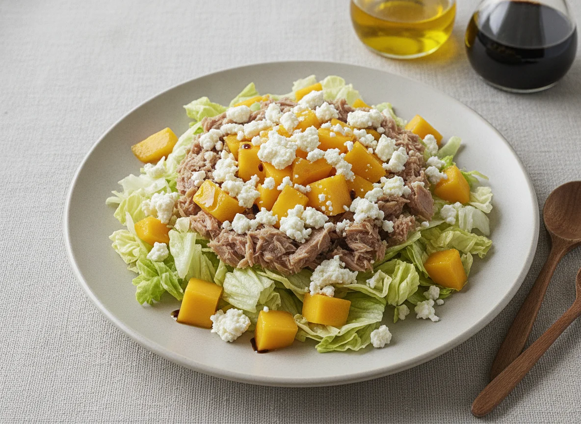 Ensalada de atún con queso y mango photo