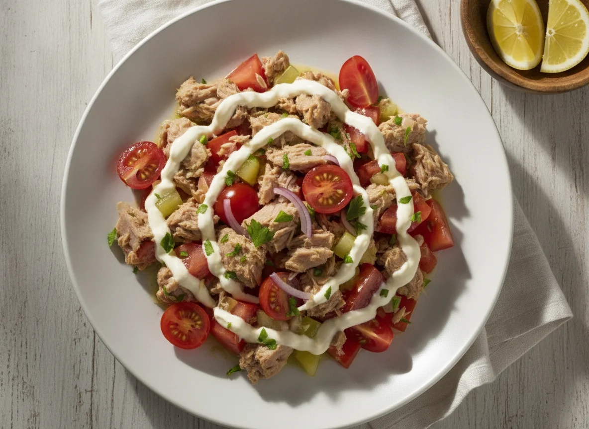 Ensalada de atún con tomate photo