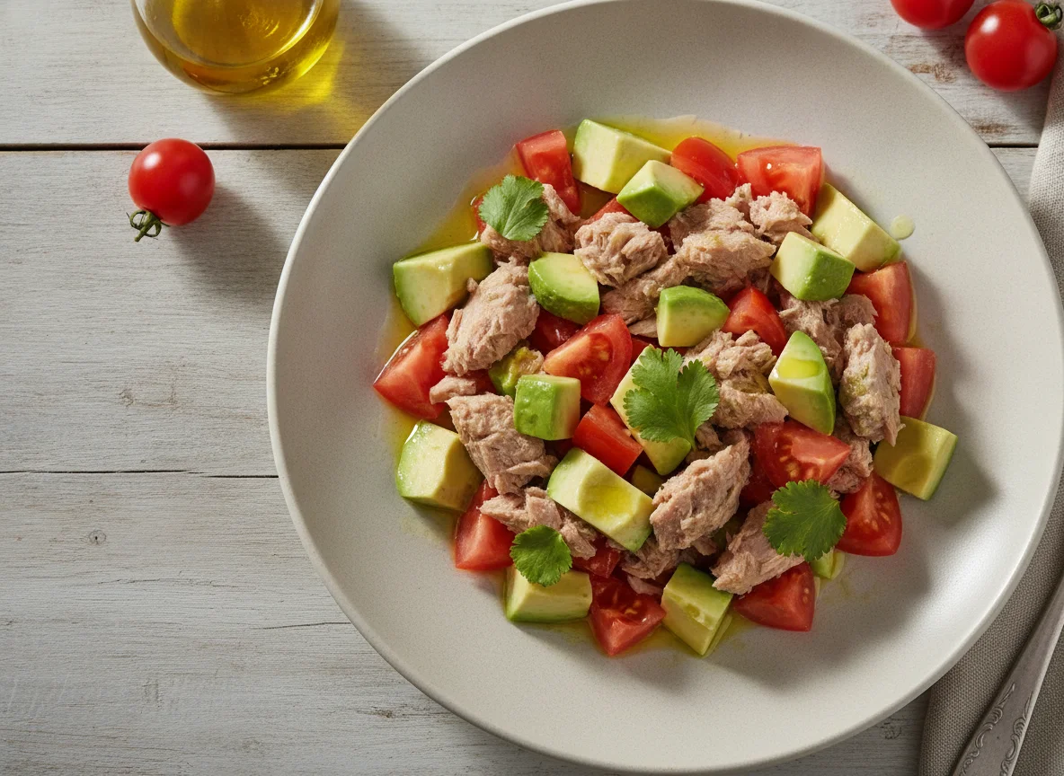 Ensalada de atún con tomate y palta photo