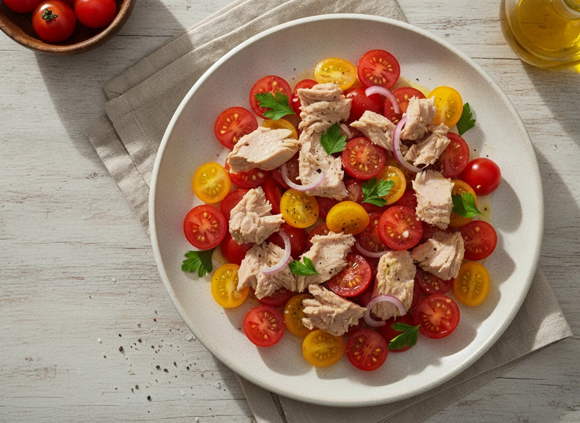 Ensalada de atún con tomates cherry photo