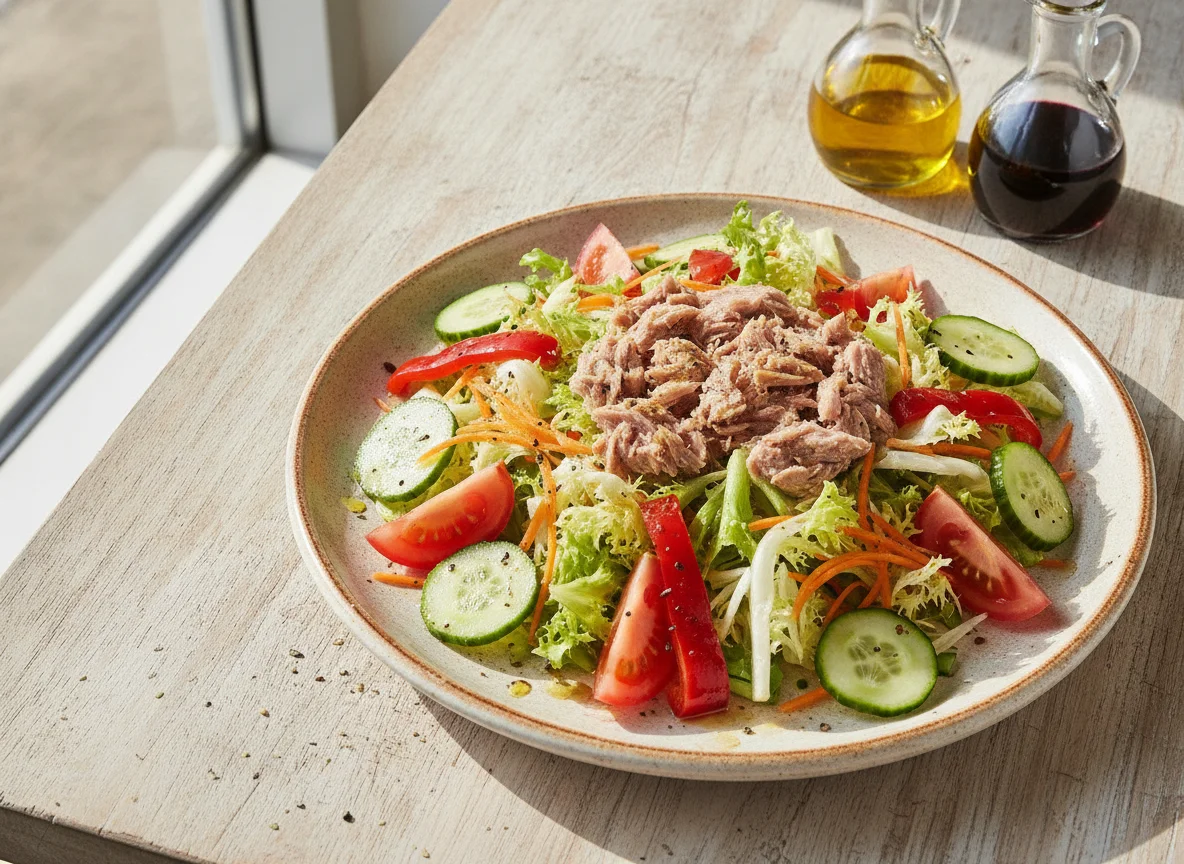 Ensalada de atún con vegetales mixtos photo
