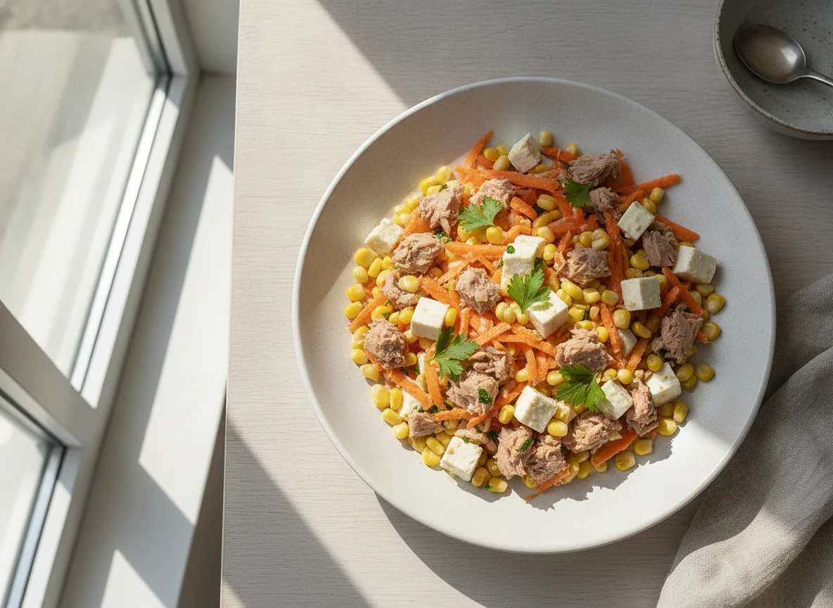 Ensalada de atún con vegetales y queso photo