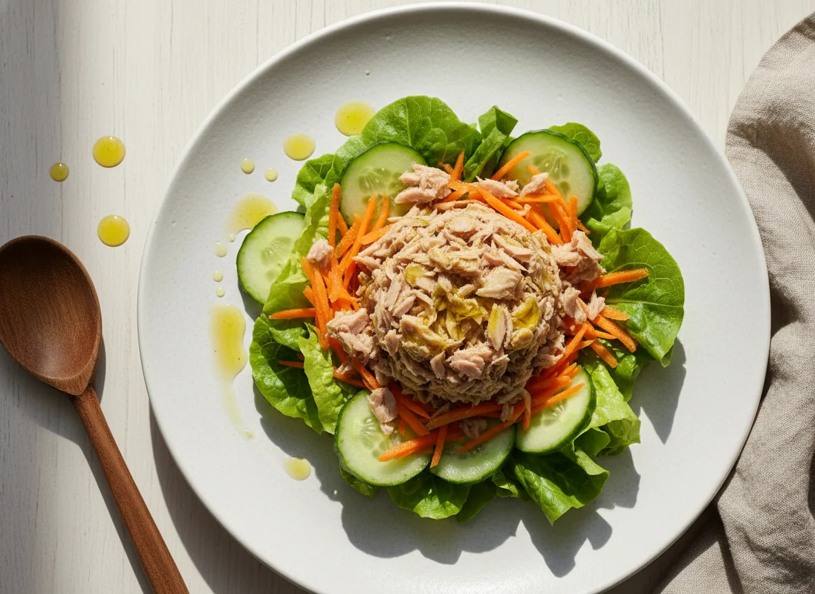 Ensalada de atún con zanahoria y pepino photo