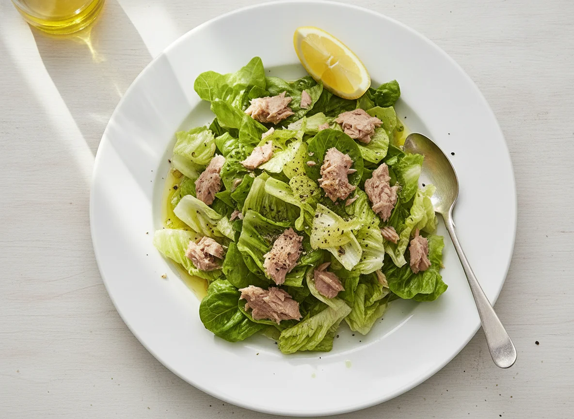 Ensalada de atún natural con lechuga photo