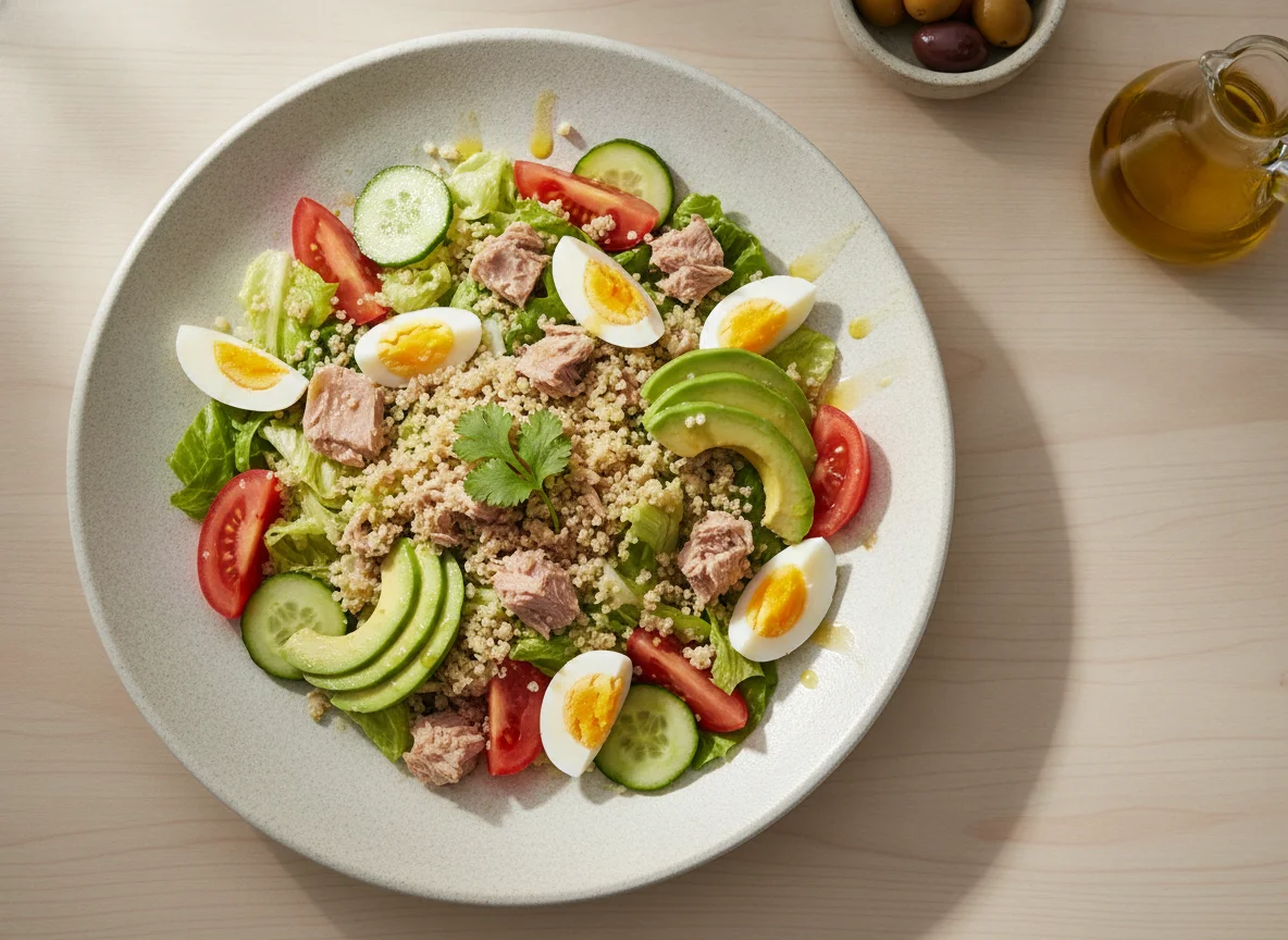 Ensalada de atún, quinoa y aguacate photo