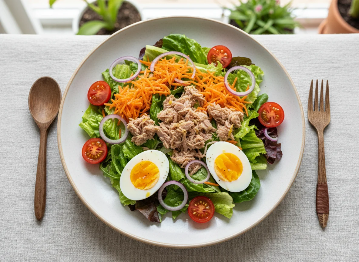 Ensalada de atún y huevo photo