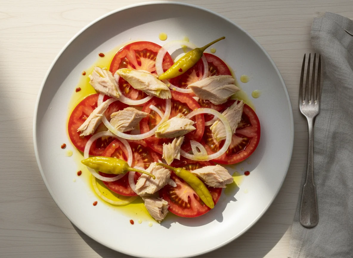 Ensalada de bonito con tomate y cebolla photo