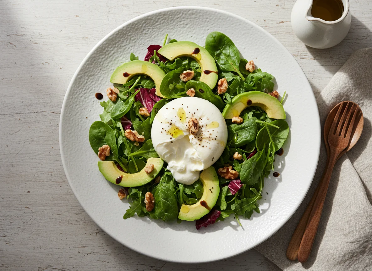Ensalada de Burrata con Aguacate y Nueces photo