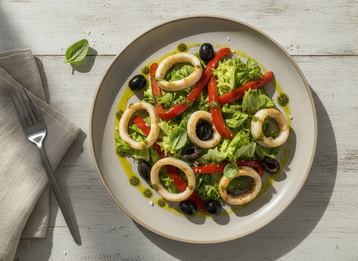 Ensalada de calamares y vegetales photo