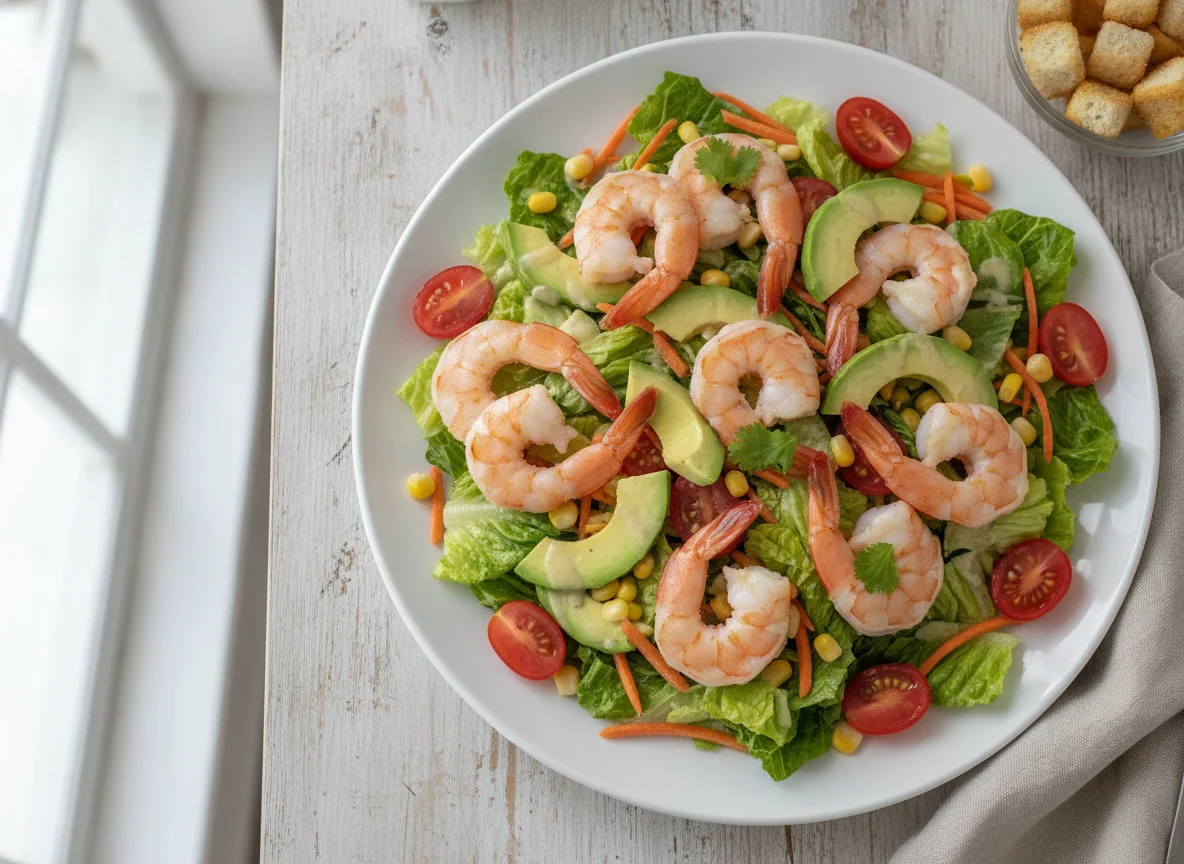 Ensalada de camarones con aguacate photo