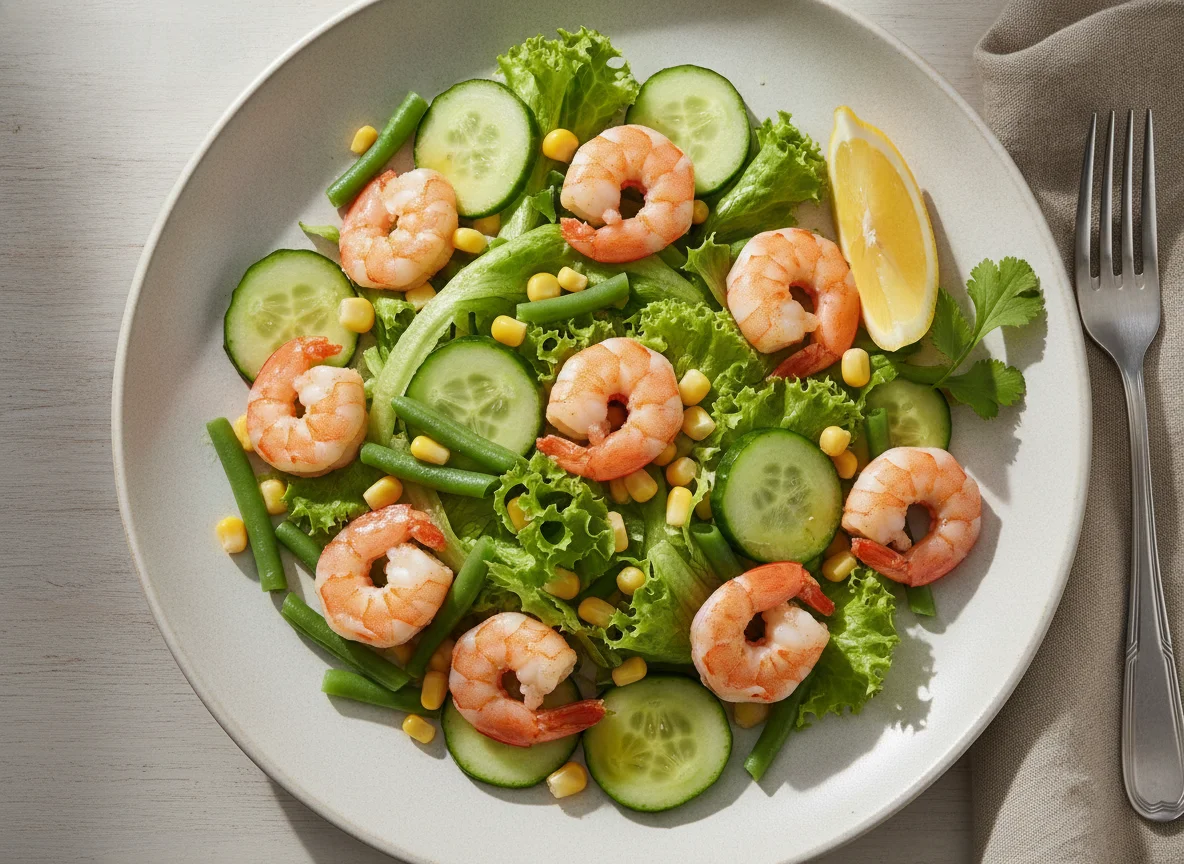 Ensalada de camarones con vegetales photo