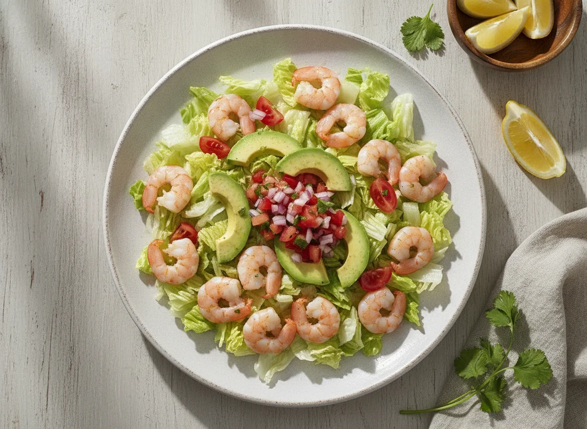 Ensalada de camarones y aguacate photo
