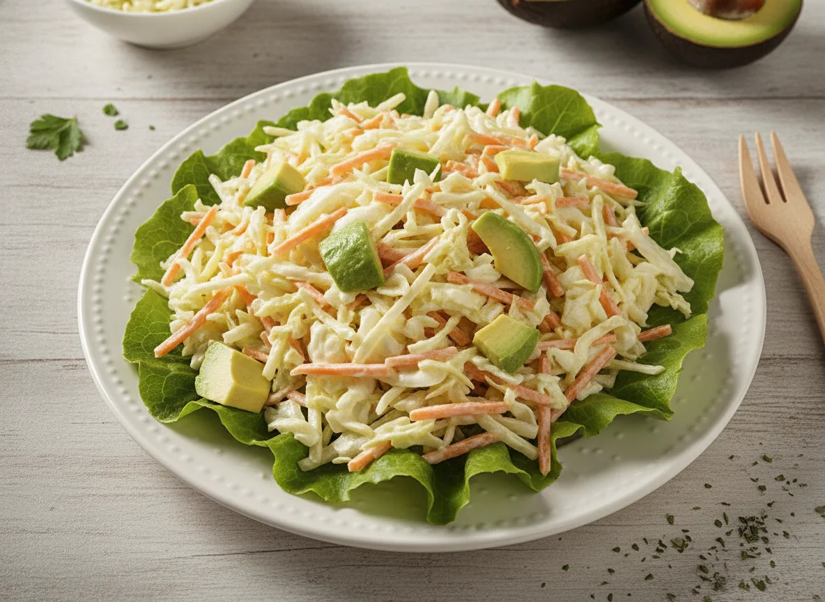 Ensalada de col y zanahoria con aguacate photo