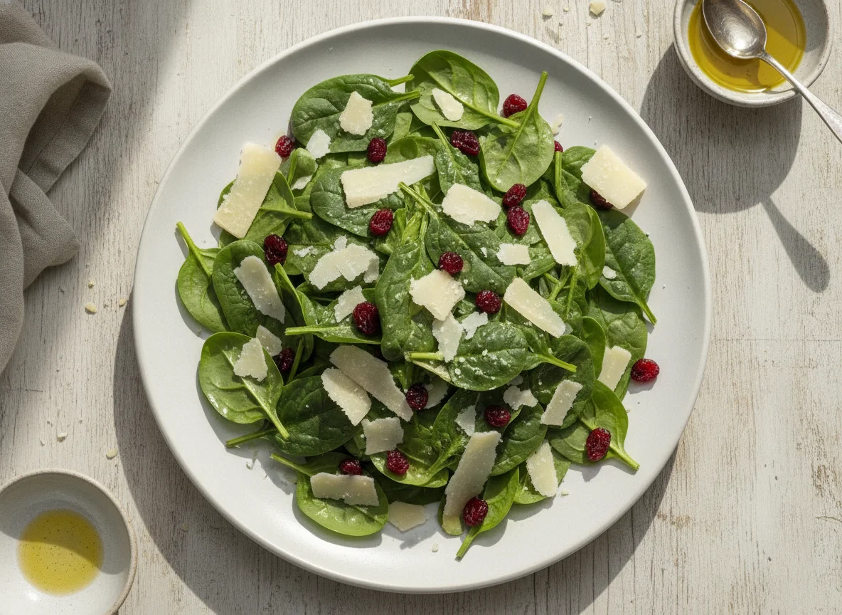 Ensalada de espinacas con queso y arándanos photo