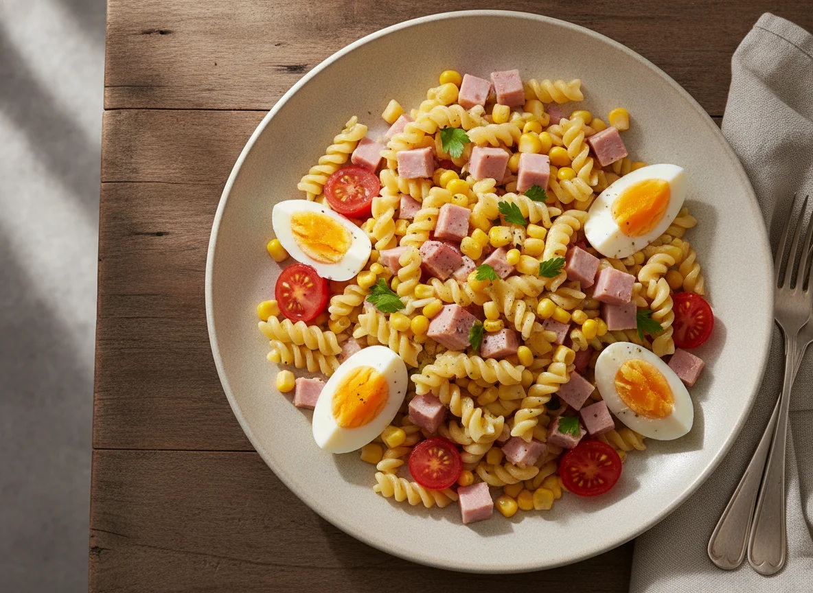 Ensalada de fideos y jamón photo