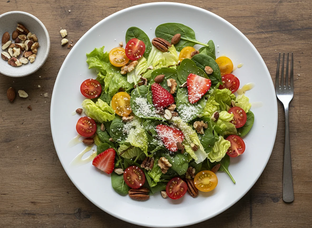 Ensalada de fresas y nueces photo