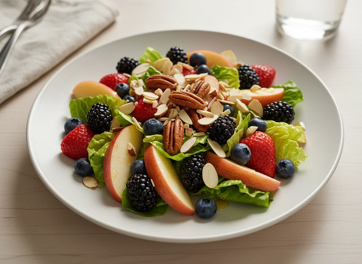 Ensalada de frutas con frutos secos photo