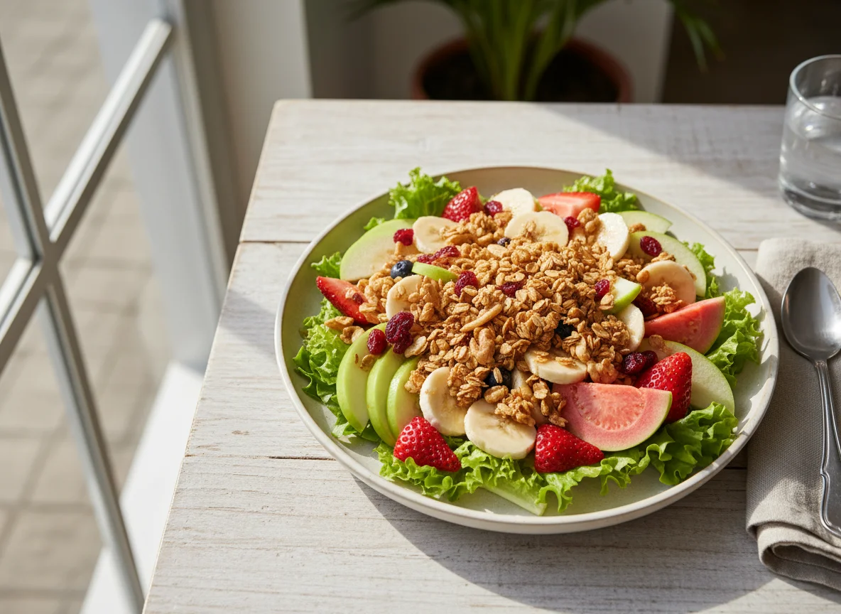 Ensalada de frutas con granola photo