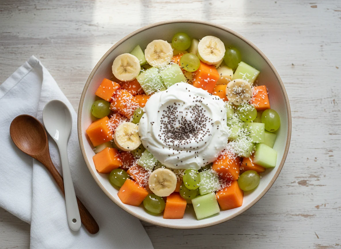 Ensalada de frutas con yogur y chía photo