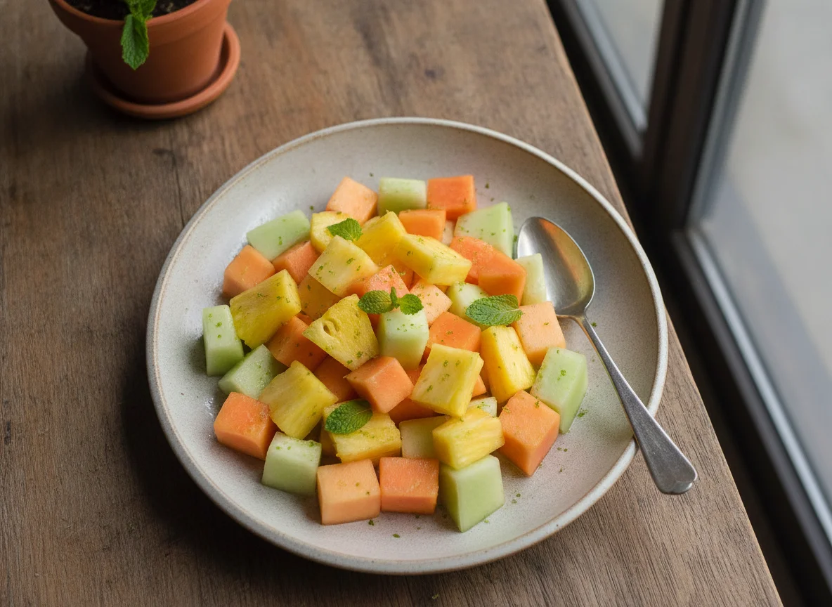 Ensalada de frutas picadas photo