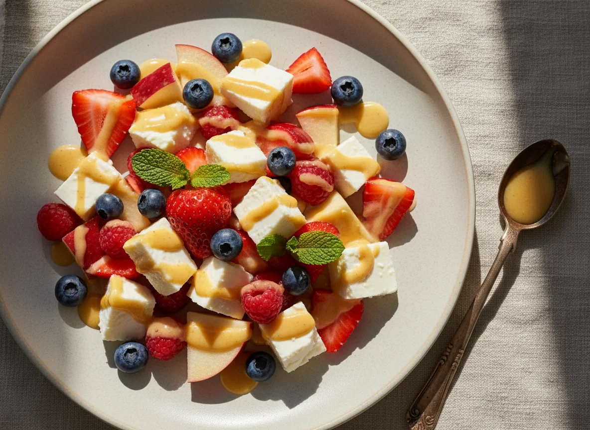 Ensalada de frutas y queso photo