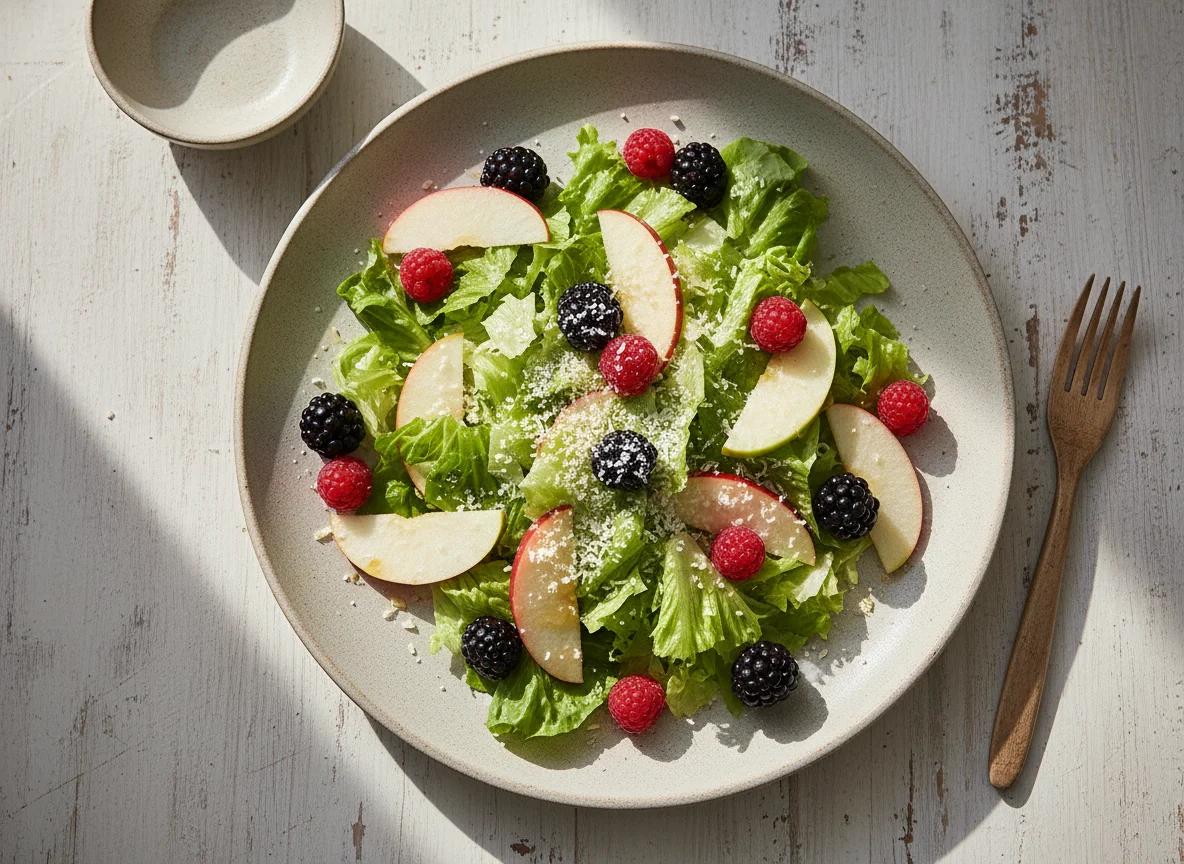 Ensalada de frutos rojos y manzana photo