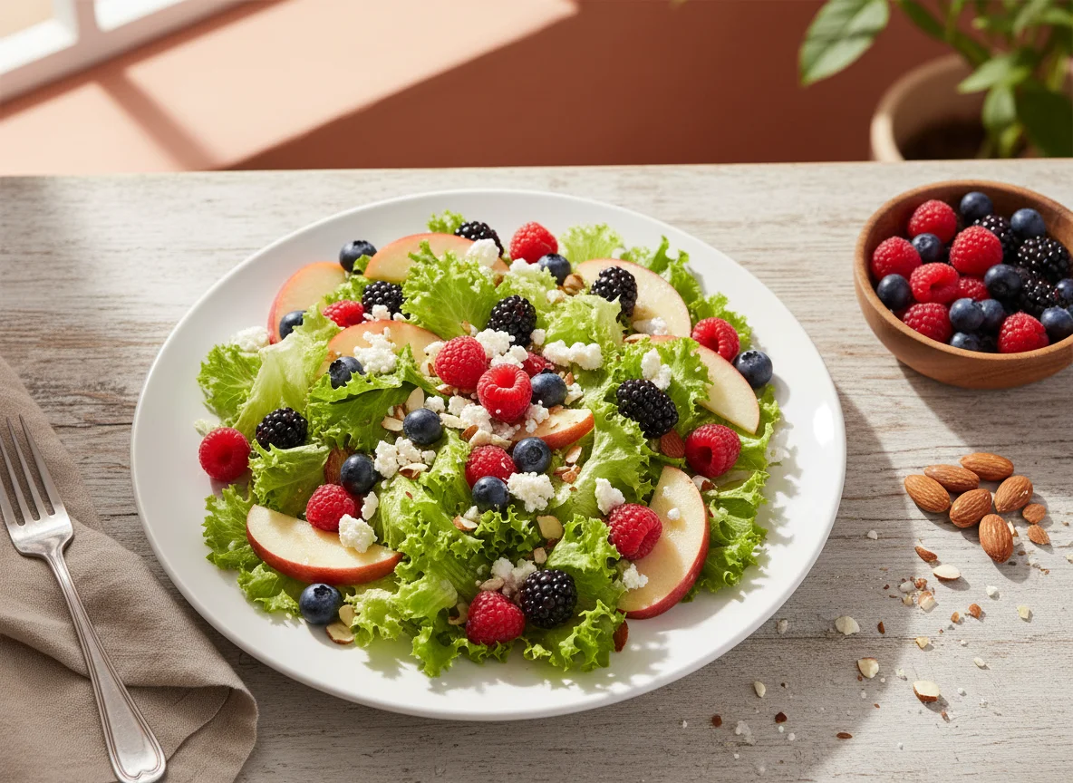 Ensalada de frutos rojos y nueces photo