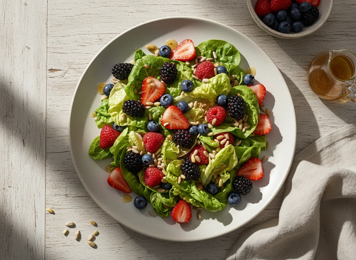 Ensalada de frutos rojos y semillas photo