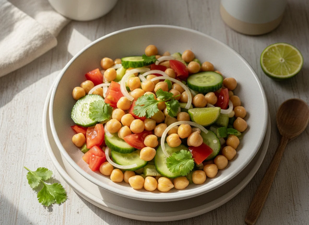 Ensalada de garbanzos con vegetales photo