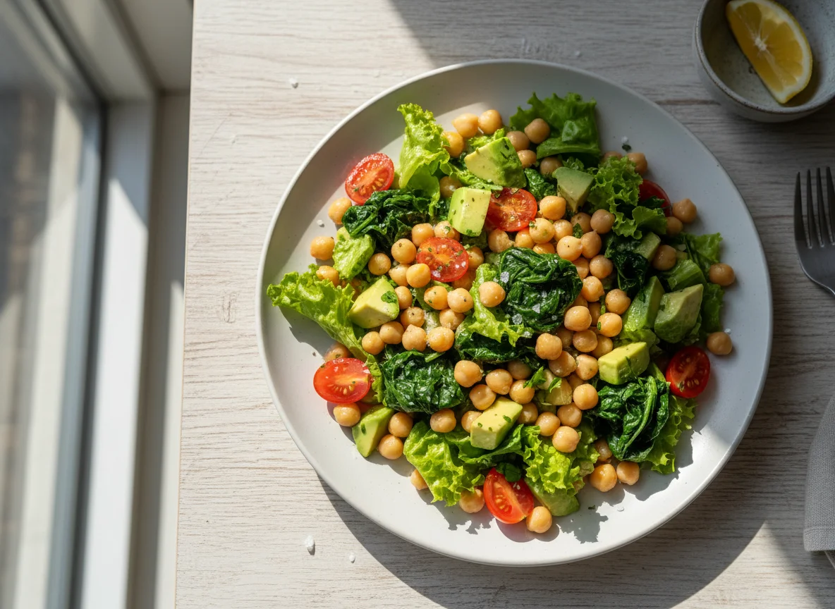 Ensalada de garbanzos y vegetales photo