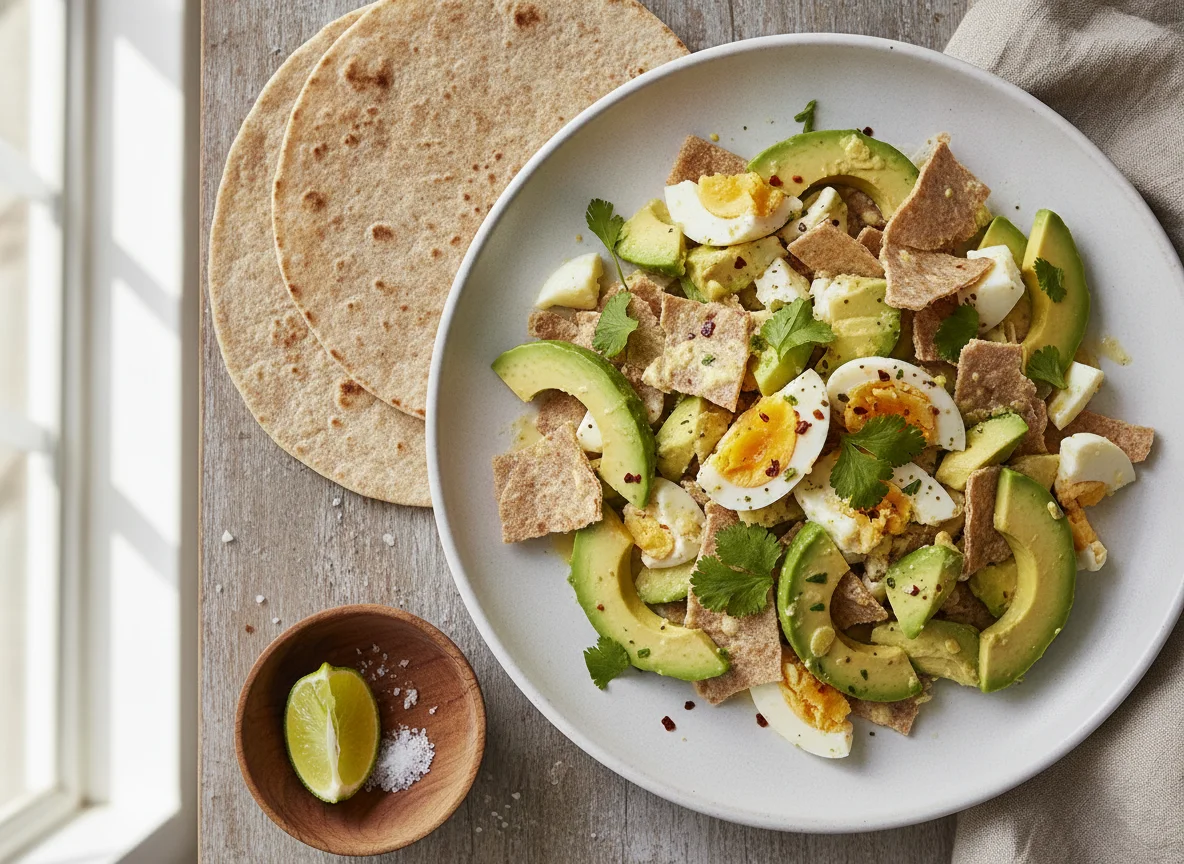 Ensalada de huevo con aguacate photo