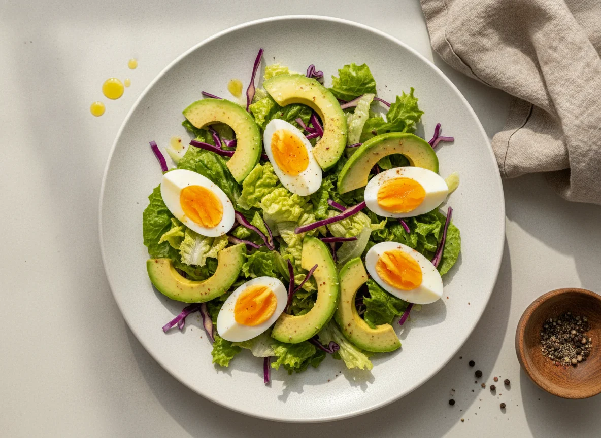 Ensalada de huevo duro y aguacate photo