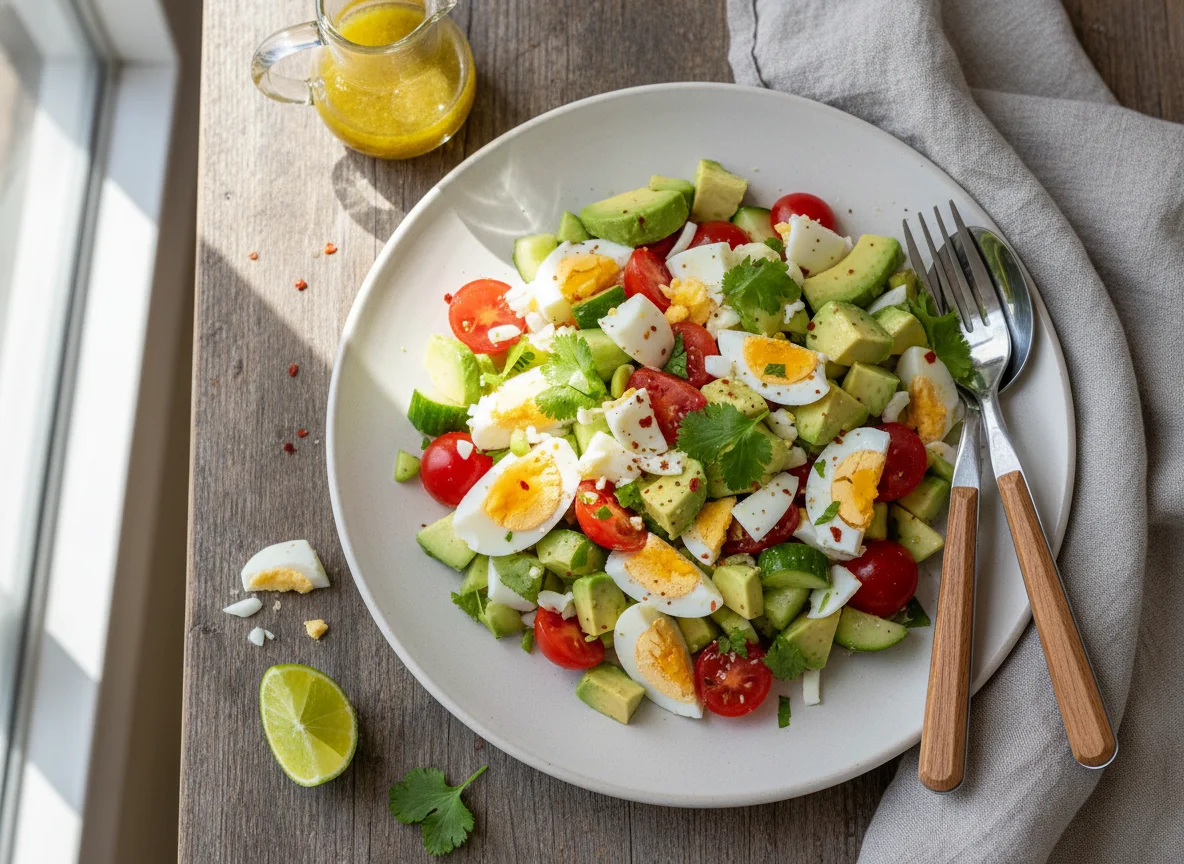 Ensalada de huevo y aguacate photo