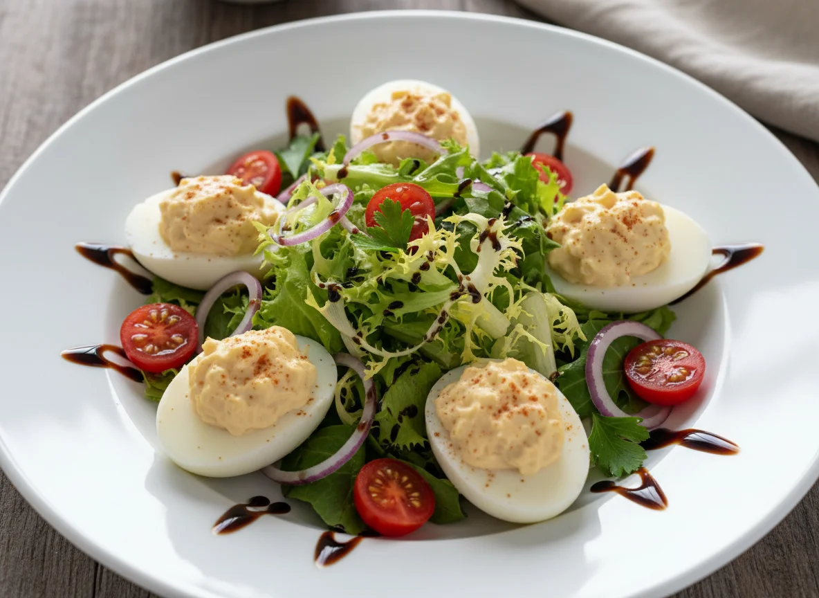 Ensalada de huevos rellenos photo