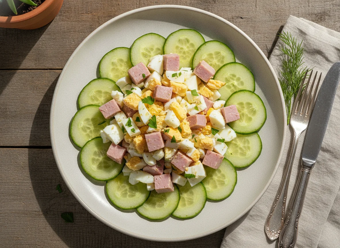 Ensalada de jamón y huevo photo