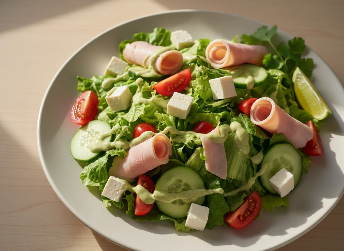Ensalada de jamón y queso photo