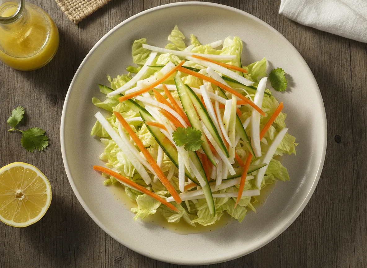 Ensalada de jícama, pepino y zanahoria photo