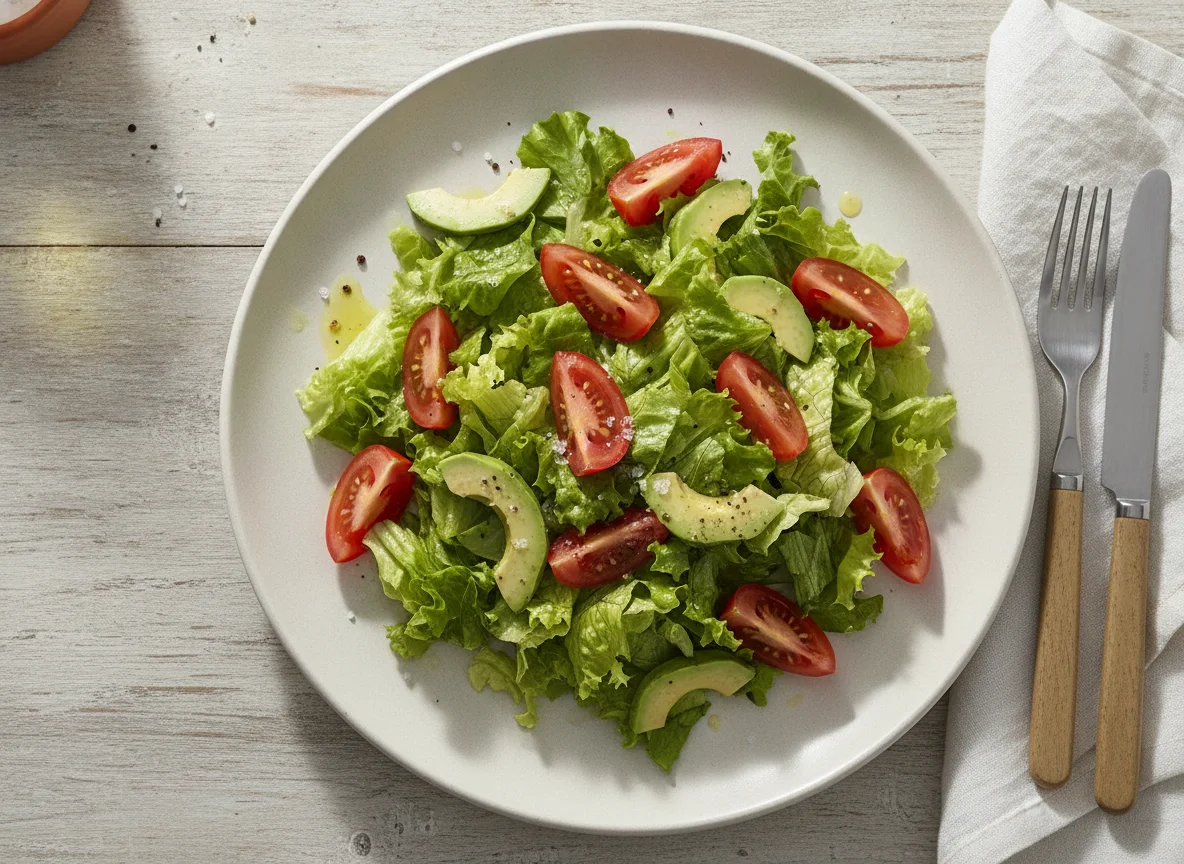 Ensalada de lechuga, tomate y aguacate photo