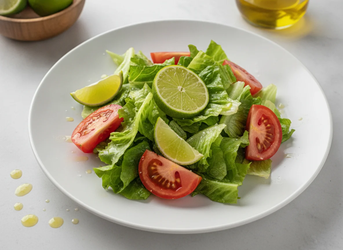 Ensalada de lechuga, tomate y limón photo