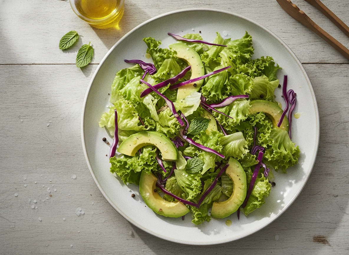 Ensalada de lechuga y aguacate photo