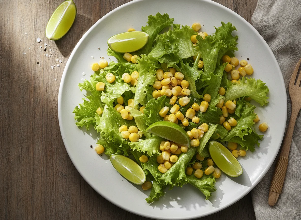 Ensalada de lechuga y choclo con lima photo