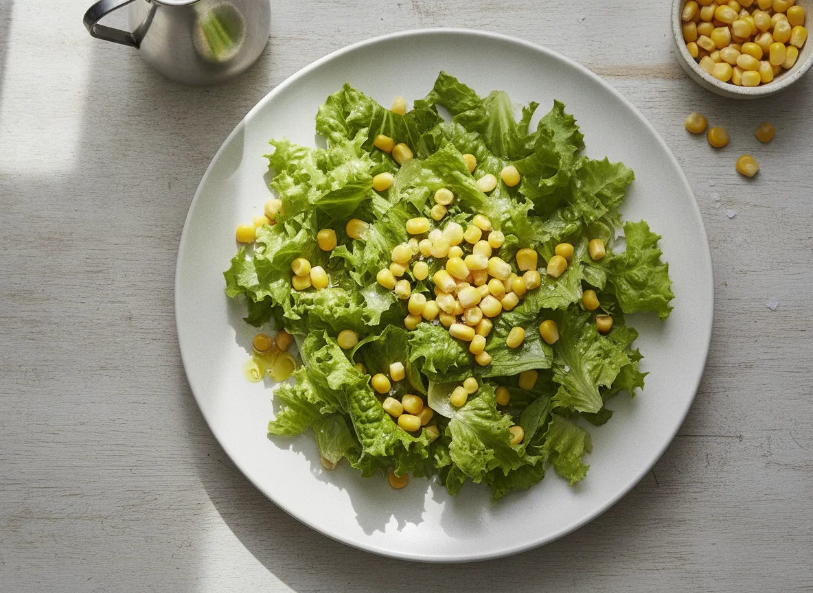 Ensalada de lechuga y maíz photo